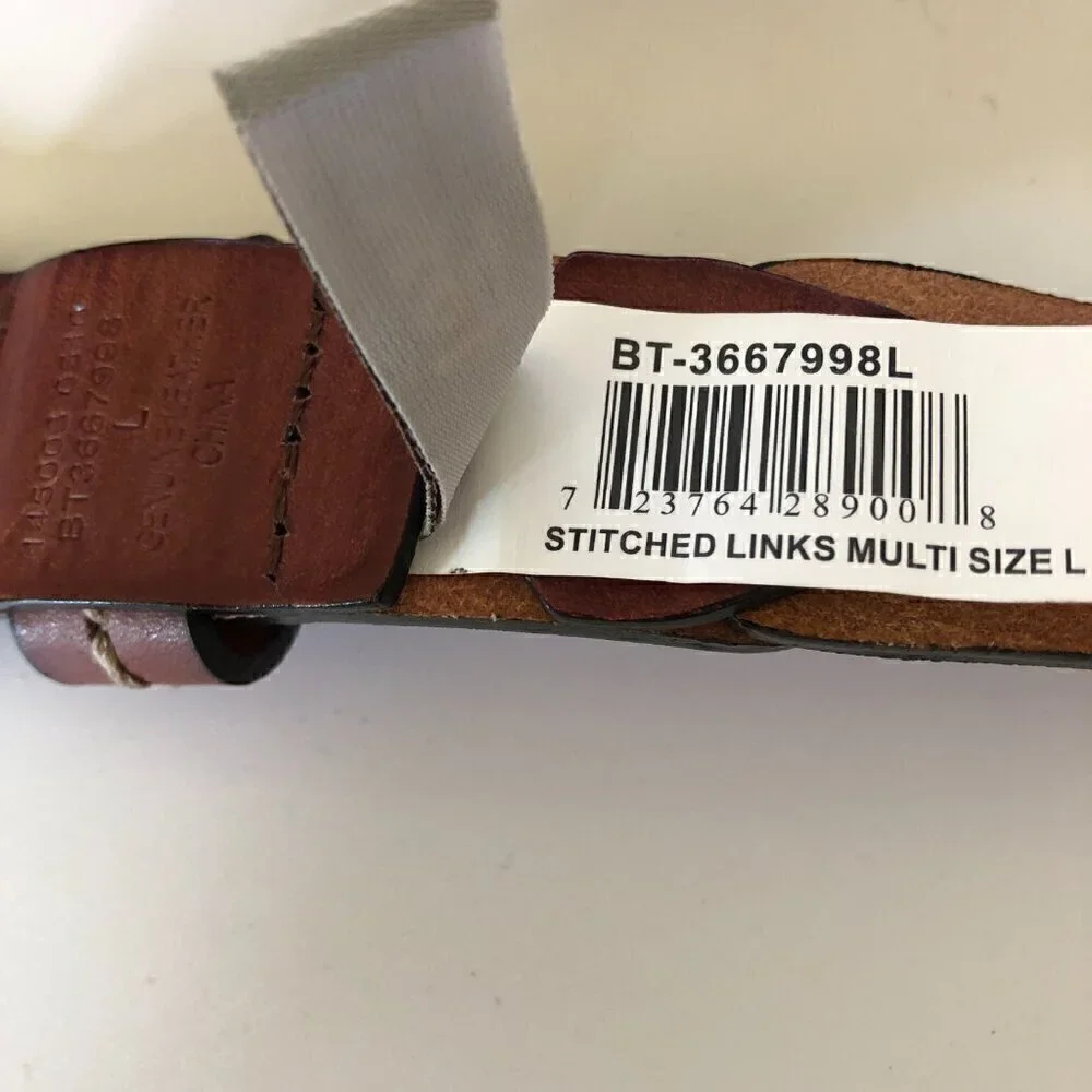 Fossil Stitched Links Multicolor Belt Large Brown Green - Picture 4 of 4